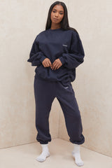 Sky Navy Fleece Back Jogging Trousers