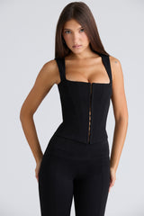 The Balconette Black Fitted Corset Top