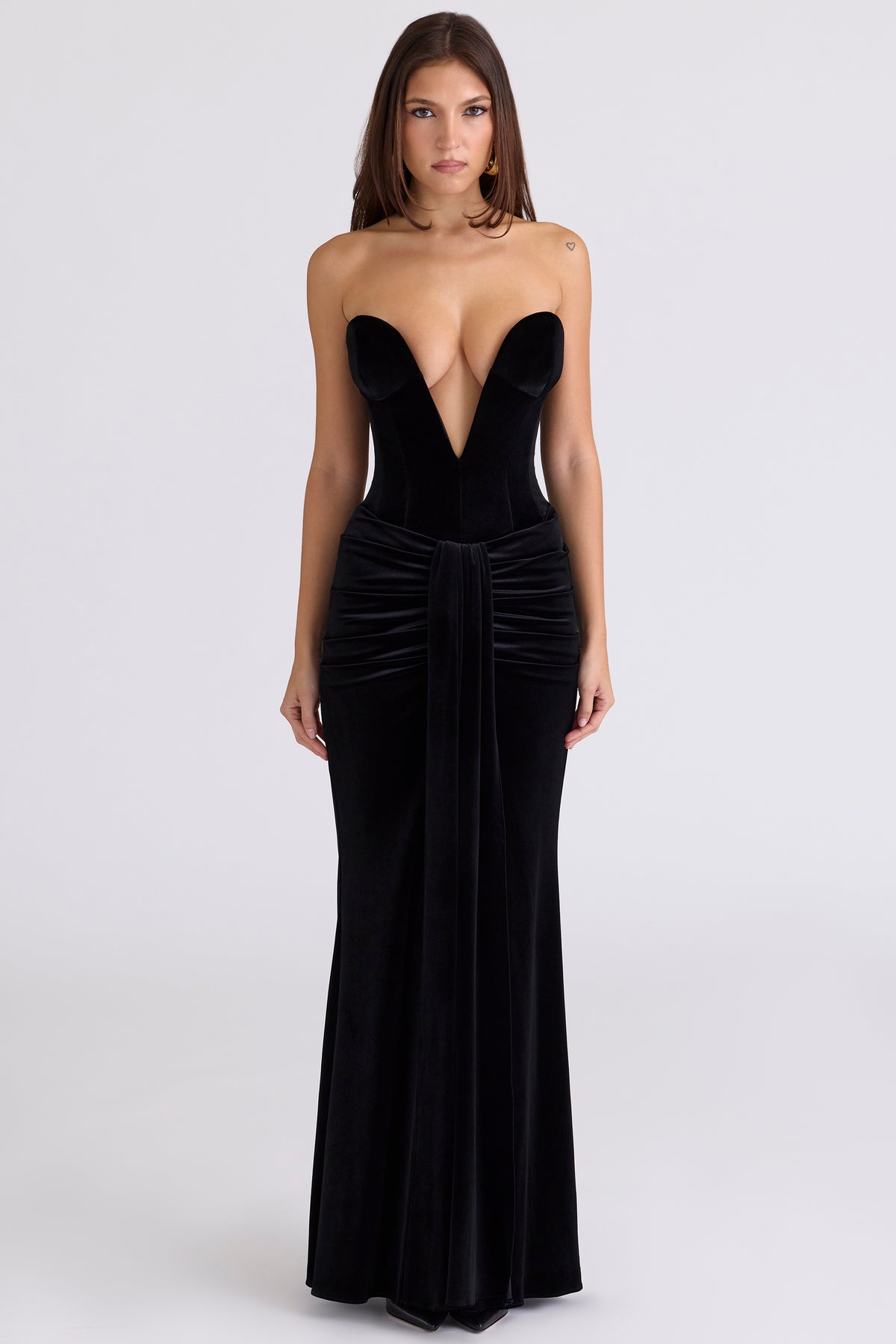 Vienne Black Velvet Deep Plunge Maxi Gown - Limited Edition