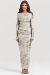 Lanetta Pale Sage Print Maxi Dress