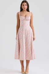 Carmen White Rosebud Print Cotton Bustier Sundress