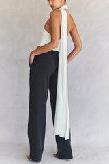 Farrah Ivory Satin Wrap Neck Bodysuit