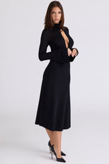 Asti Black A-Line Midi Skirt