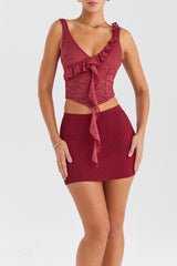 Mistress Rocks Sangria Knit Mini Skirt - SALE