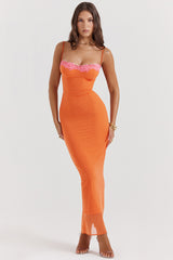 Aiza Flame Orange Maxi Dress