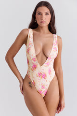 Martinique Floral Print Plunge Swimsuit