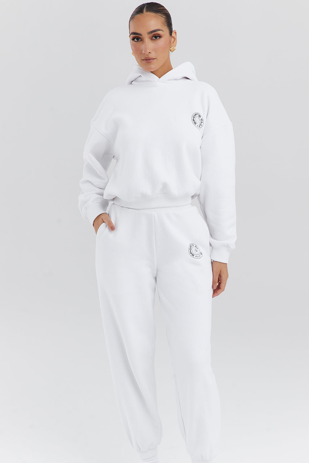 Muse White Cotton Fleece-Back Hoodie