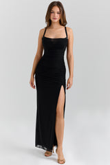 Lini Black Mesh Maxi Dress