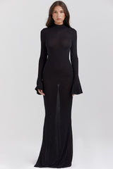 Sancha Black Knit Maxi Dress