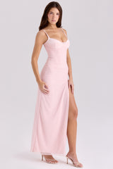 Lini Soft Pink Mesh Maxi Dress