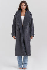 Deiji Grey Vegan Shearling Coat