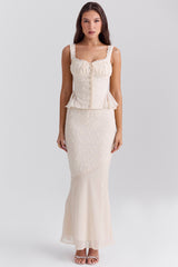 Lana Vintage Cream Cotton Broderie Anglais Maxi Skirt