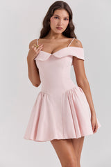 Elida Ballerina Pink Off Shoulder Mini Dress