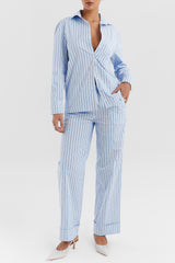 Mistress Rocks Blue Striped Baggy Trousers - SALE