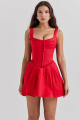 Cupid Scarlet Pleated Mini Dress