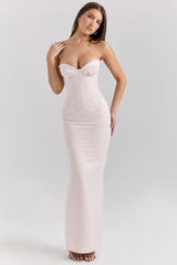 Valeria Blush Satin Midi Dress