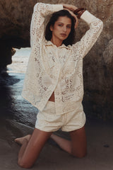 Samah White Cotton Broderie Anglaise Shirt