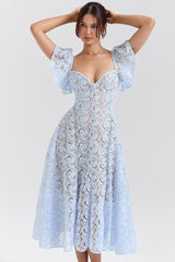 Austen Bluebell Floral Lace Midi Dress