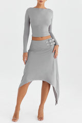 Mistress Rocks Steel Belted Midi Skirt - SALE