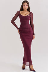 Katarina Wine Maxi Dress