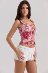 Callie Red Gingham Cotton Corset Top