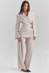 Hayden Beige High Waist Tailored Trousers