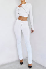 ElementalMistress Rocks  White Jersey Gathered Trousers - SALE