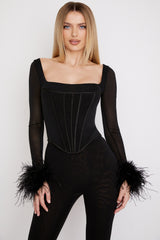 Stella Black Mesh Trimmed Corset