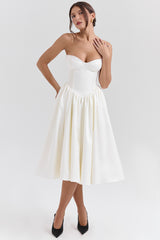 Coco Vintage Ivory Satin Midi Dress