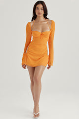 Baby Tangerine Chiffon Halter Mini Dress