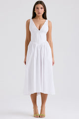 Emmelina White Cotton Corset Sundress