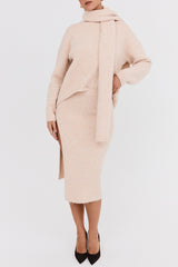 Mistress Rocks CREAM EYELASH KNIT MIDI SKIRT - SALE