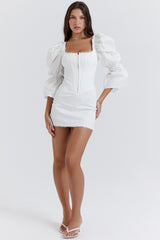 Matilda White Puff Sleeve Corset Dress