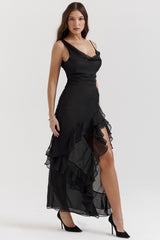 Malila Black Ruffle Maxi Dress