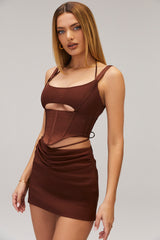 RumourMistress Rocks  Chocolate Tie Waist Mini Skirt - SALE