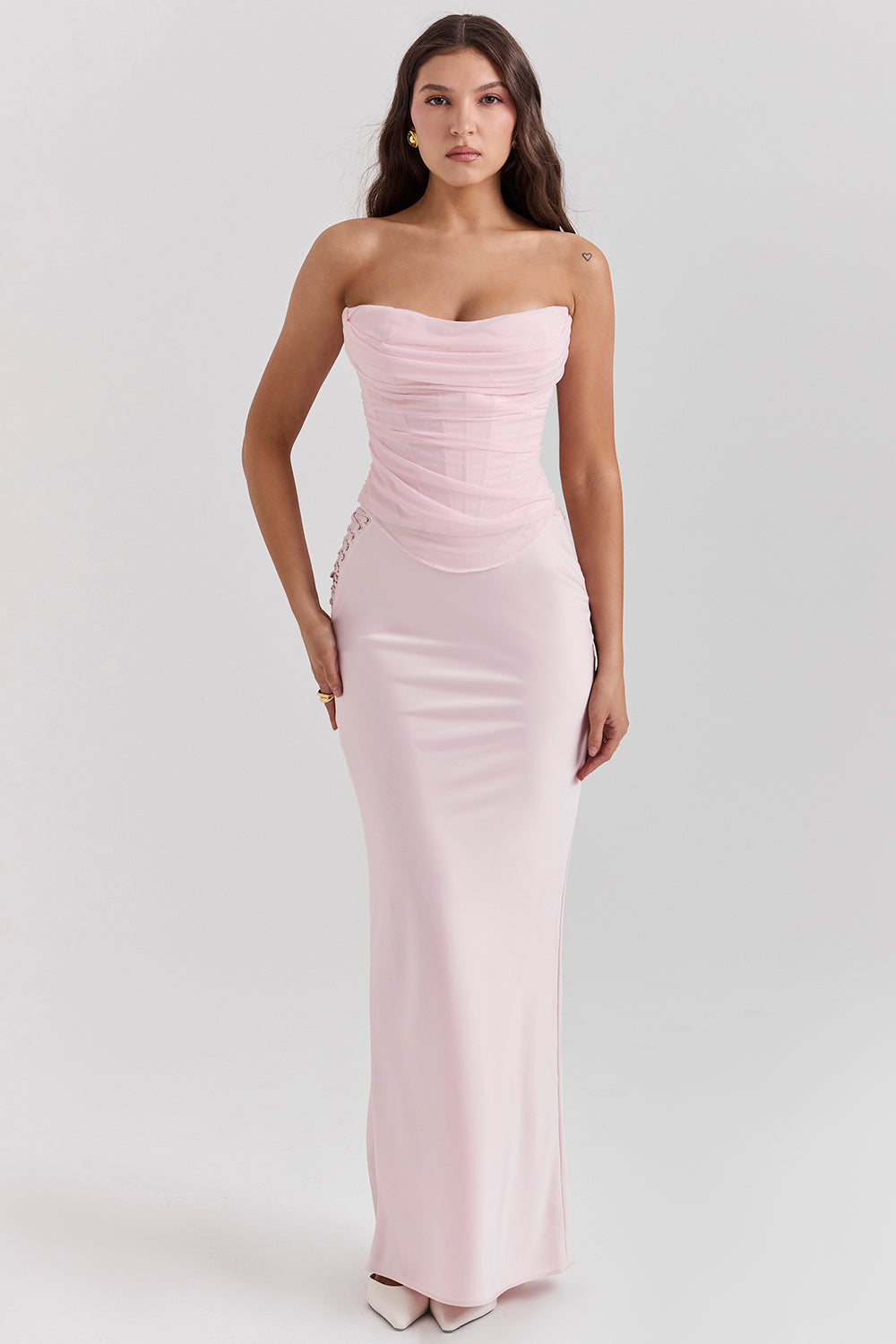 Giuliana Ballerina Pink Satin Maxi Skirt