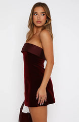 Let Loose Strapless Mini Dress Deep Red