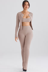 Mitzi Taupe Ribbed Knit Leggings - SALE