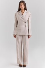 Hayden Beige High Waist Tailored Trousers