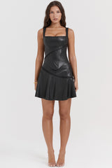 Nova Black Vegan Leather Mini Skirt