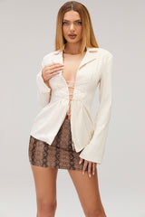 SerendipityMistress Rocks  Brown Print Vegan Leather Mini Skirt - SALE