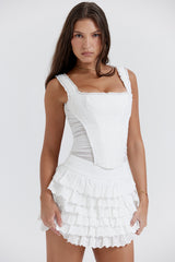 Fifi White Layered Mini Skirt