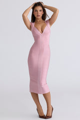 The Icon Baby Pink Bandage Midi Dress