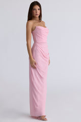 Adrienne Pink Quartz Georgette Strapless Gown