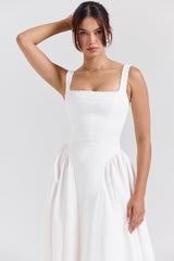Dorothy White Cotton Midi Sundress