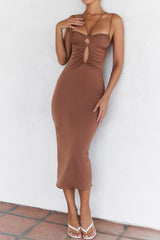 Mistress Rocks Walnut Jersey Cutout Midi Dress - SALE