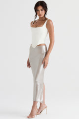 Colette Shimmer Champagne Midi Skirt