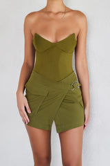 Mistress Rocks Avocado Asymmetric Cargo Mini Skirt - SALE