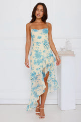 Unique Flower Midi Dress Yellow