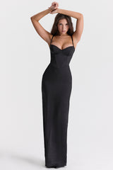 Stefania Black Corset Maxi Dress